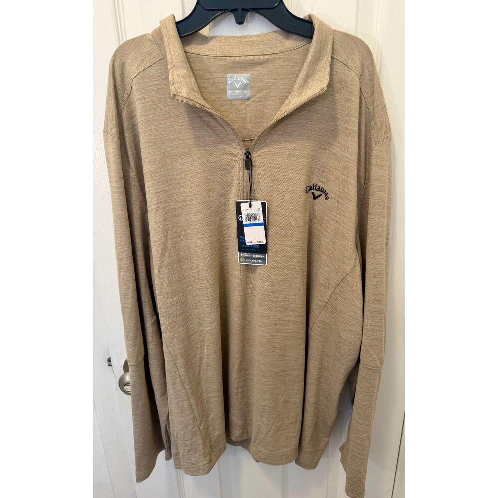 Callaway Pullover Long Sleeve Half Zip Men's XL Khaki Color NWT